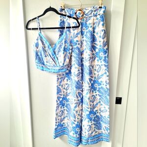Santorini crop top & belted wide leg pant